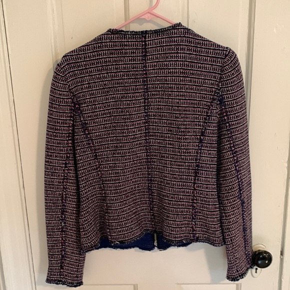 Rebecca Taylor navy pink white stretch tweed jacket - Picture 5 of 10